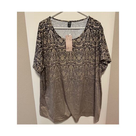 Emery Rose Ombre Floral Multicolor Plus Size‎ Womans Short Sleeve Top NWT - Picture 1 of 4